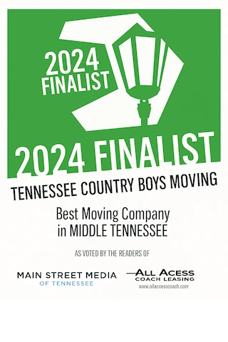 Main Street Awards 2024 Finalist: Tennessee Country Boys Moving, Best Moving Company in Middle Tennessee.