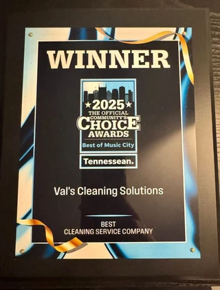 Val’s Cleaning Solutions 2025 Best of Music City Community’s Choice Awards winner for Best Cleaning Service Company